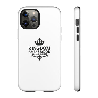 Kingdom Ambassador (Black Lettering) Rugged Phone Case, Inspirational Mobile Cover, Gift for Faith Lovers, Faith-Based Protector - Cross Apparel USA