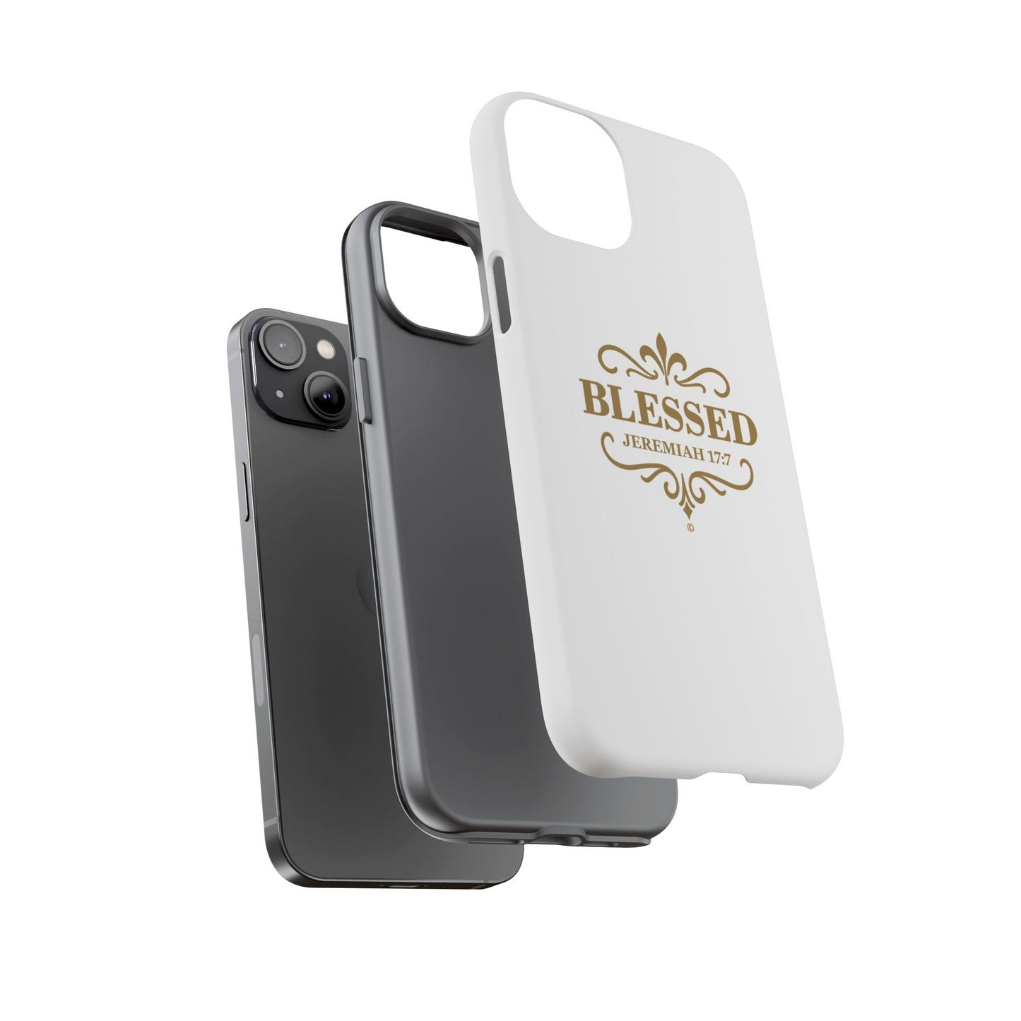 Blessed (Gold Lettering), Rugged Phone Case, Inspirational Mobile Cover, Gift for Faith Lovers, Faith-Based Protector
