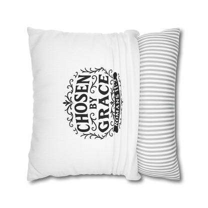 Chosen by Grace (Black Lettering) Square Pillow Cover | Inspirational Home Decor | Gifts for Faith (Pillow not included)