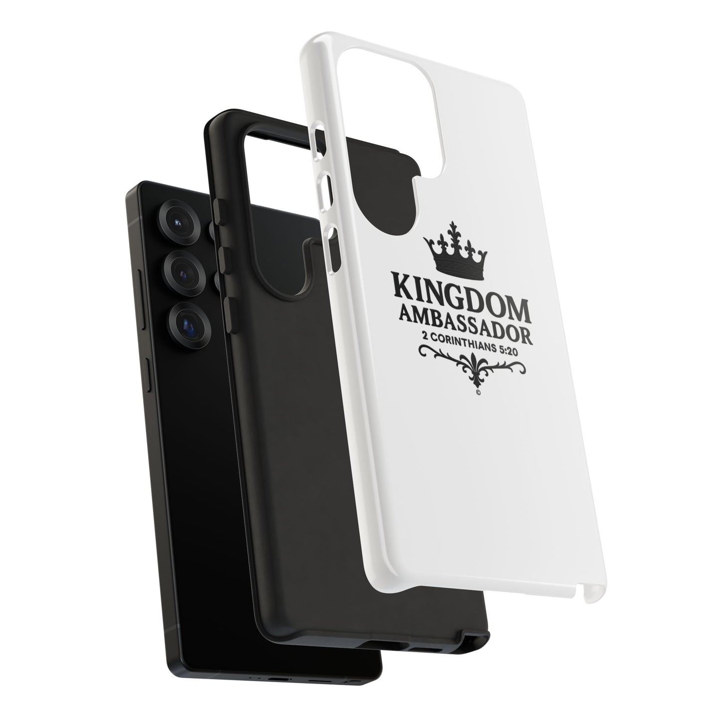 Kingdom Ambassador (Black Lettering) Rugged Phone Case, Inspirational Mobile Cover, Gift for Faith Lovers, Faith-Based Protector