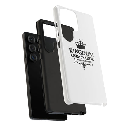 Kingdom Ambassador (Black Lettering) Rugged Phone Case, Inspirational Mobile Cover, Gift for Faith Lovers, Faith-Based Protector