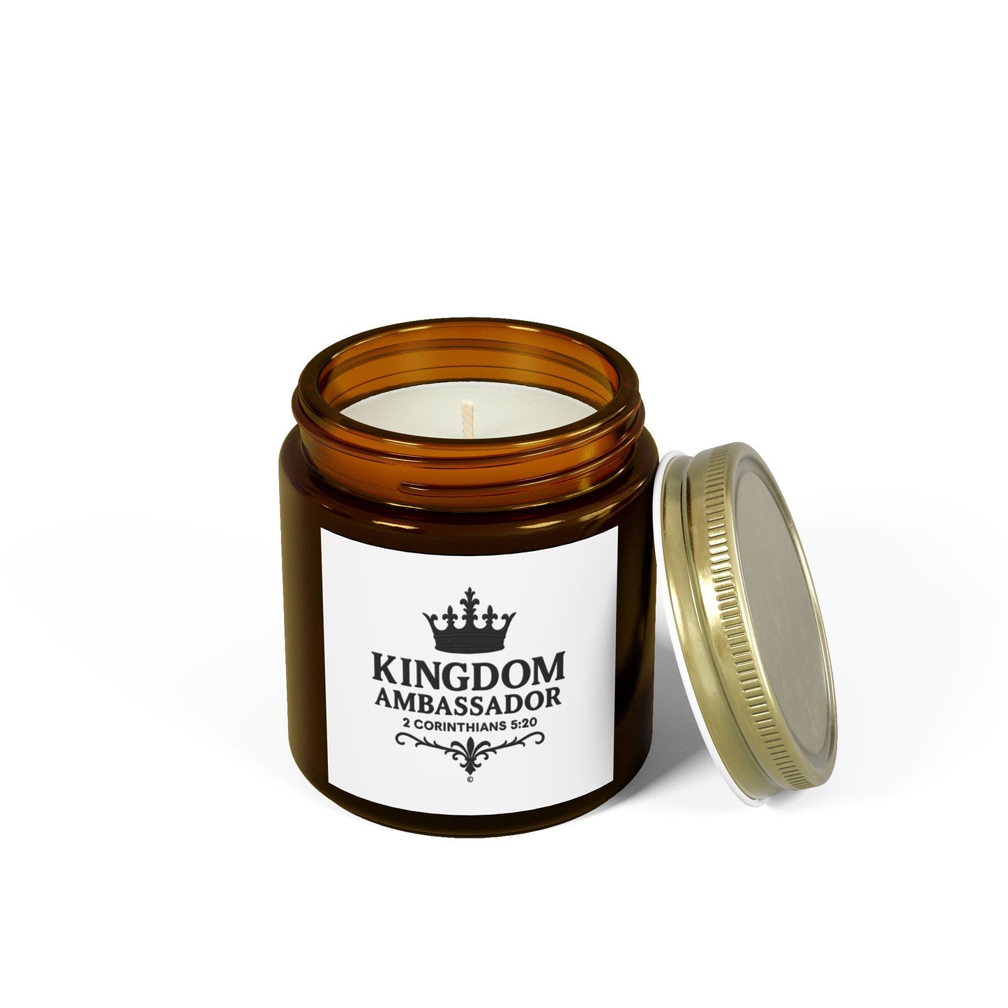 Kingdom Ambassador (Black Lettering) Scented Candle - Coconut Apricot Wax, Inspirational Home Decor, Gifts for Believers, Relaxation