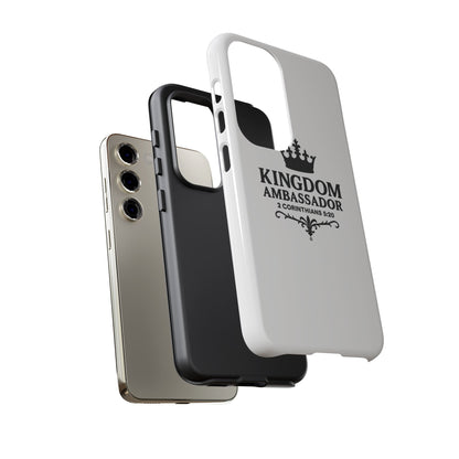 Kingdom Ambassador (Black Lettering) Rugged Phone Case, Inspirational Mobile Cover, Gift for Faith Lovers, Faith-Based Protector