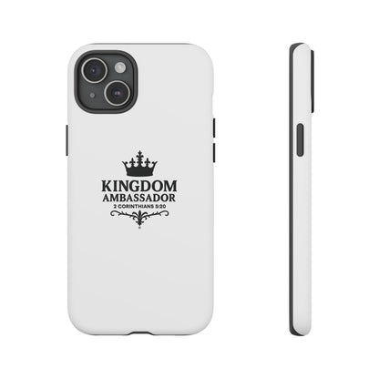 Kingdom Ambassador (Black Lettering) Rugged Phone Case, Inspirational Mobile Cover, Gift for Faith Lovers, Faith-Based Protector - Cross Apparel USA
