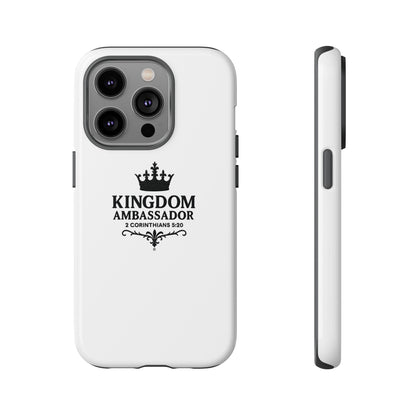 Kingdom Ambassador (Black Lettering) Rugged Phone Case, Inspirational Mobile Cover, Gift for Faith Lovers, Faith-Based Protector - Cross Apparel USA