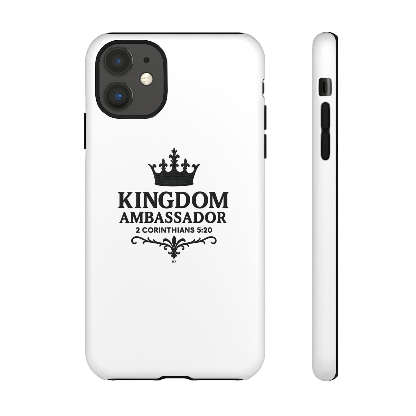 Kingdom Ambassador (Black Lettering) Rugged Phone Case, Inspirational Mobile Cover, Gift for Faith Lovers, Faith-Based Protector