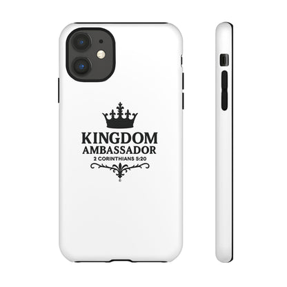 Kingdom Ambassador (Black Lettering) Rugged Phone Case, Inspirational Mobile Cover, Gift for Faith Lovers, Faith-Based Protector