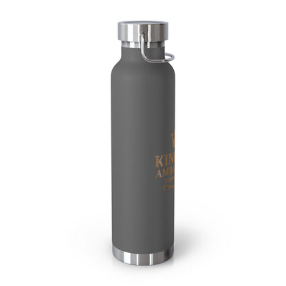 Kingdom Ambassador (Gold Lettering) Insulated Water Bottle, 22oz - Motivational Gift for Believers, Holiday, Travel, Fitness, Eco-Friendly