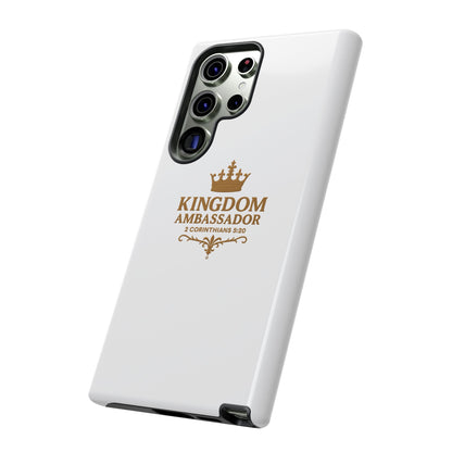 Kingdom Ambassador (Gold Lettering) Rugged Phone Case, Inspirational Mobile Cover, Gift for Faith Lovers, Faith-Based Protector