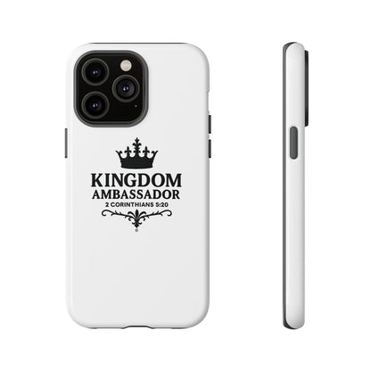 Kingdom Ambassador (Black Lettering) Rugged Phone Case, Inspirational Mobile Cover, Gift for Faith Lovers, Faith-Based Protector