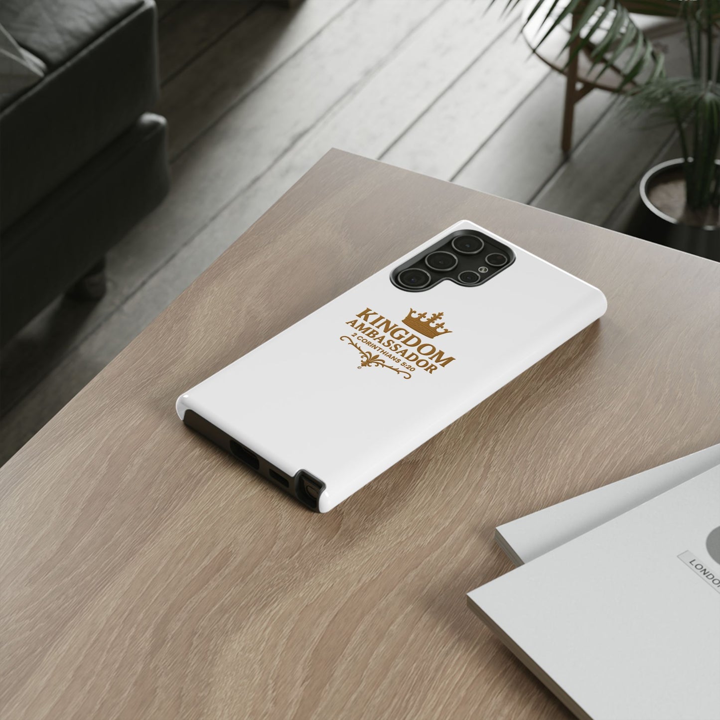 Kingdom Ambassador (Gold Lettering) Rugged Phone Case, Inspirational Mobile Cover, Gift for Faith Lovers, Faith-Based Protector