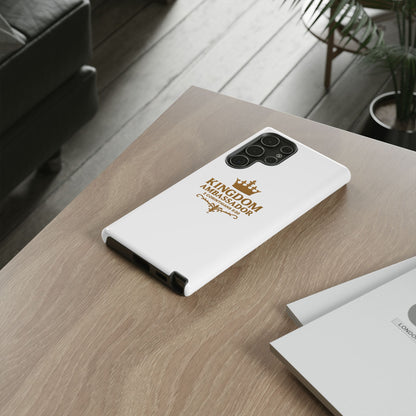 Kingdom Ambassador (Gold Lettering) Rugged Phone Case, Inspirational Mobile Cover, Gift for Faith Lovers, Faith-Based Protector