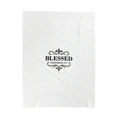 Blessed (Black Lettering) Plush Blanket, Inspirational Home Decor (50x60 size pictured)