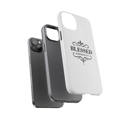 Blessed (Black Lettering), Rugged Phone Case, Inspirational Mobile Cover, Gift for Faith Lovers, Faith-Based Protector