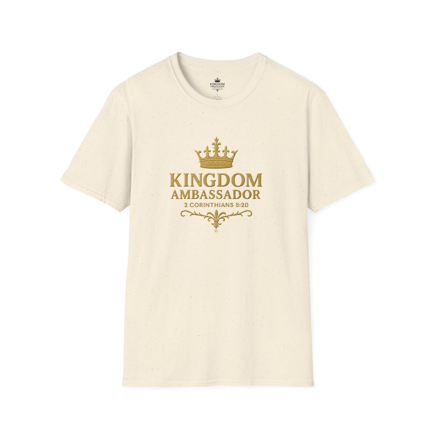 Kingdom Ambassador (Gold Lettering) T-Shirt | Unisex Softstyle Tee for Faith, Community Events, Gifts for Believers