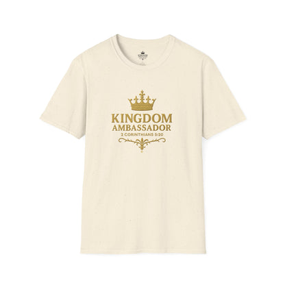Kingdom Ambassador (Gold Lettering) T-Shirt | Unisex Softstyle Tee for Faith, Community Events, Gifts for Believers