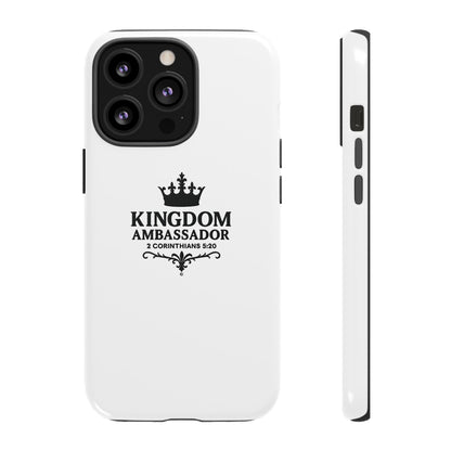Kingdom Ambassador (Black Lettering) Rugged Phone Case, Inspirational Mobile Cover, Gift for Faith Lovers, Faith-Based Protector - Cross Apparel USA