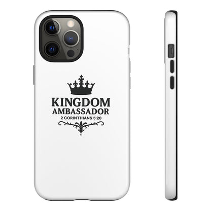 Kingdom Ambassador (Black Lettering) Rugged Phone Case, Inspirational Mobile Cover, Gift for Faith Lovers, Faith-Based Protector
