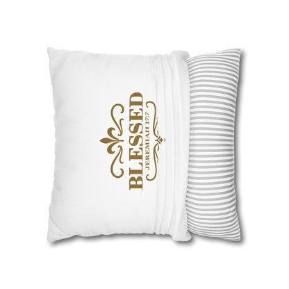 Blessed (Gold Lettering) Square Pillow Cover | Inspirational Home Decor | Gifts for Faith (Pillow not included)