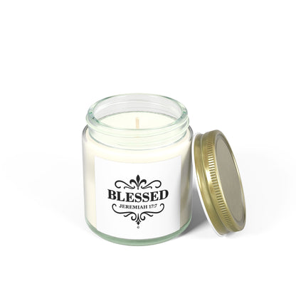 Blessed (Black Lettering) Scented Candle - Coconut Apricot Wax, Inspirational Home Decor, Relaxation, Gifts for Believers