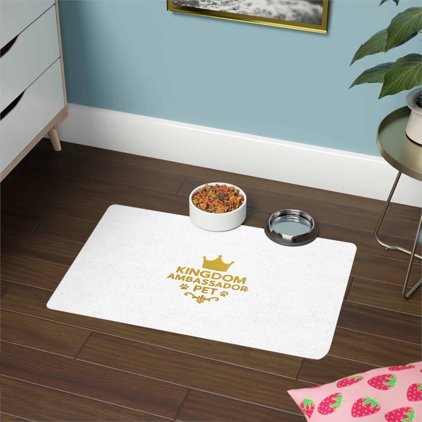 Kingdom Ambassador Pet (Gold Lettering) Food Mat (12x18)