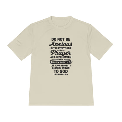 Not Anxious (Black Lettering with full design on the front side) Activewear Performance Moisture Wicking Tee, Faith-Based Workout Shirt, Inspirational Fitness Gear, Gift for Fitness Lovers, Bible Verse T-Shirt - Cross Apparel USA