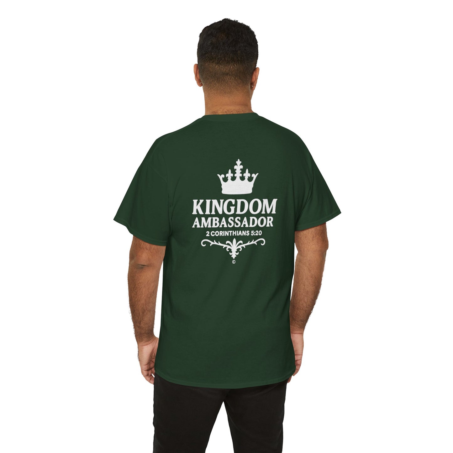 Kingdom Ambassador (White Lettering) T‑Shirt Tee Clothing Apparel (Smaller Design on from Large Design on Back)