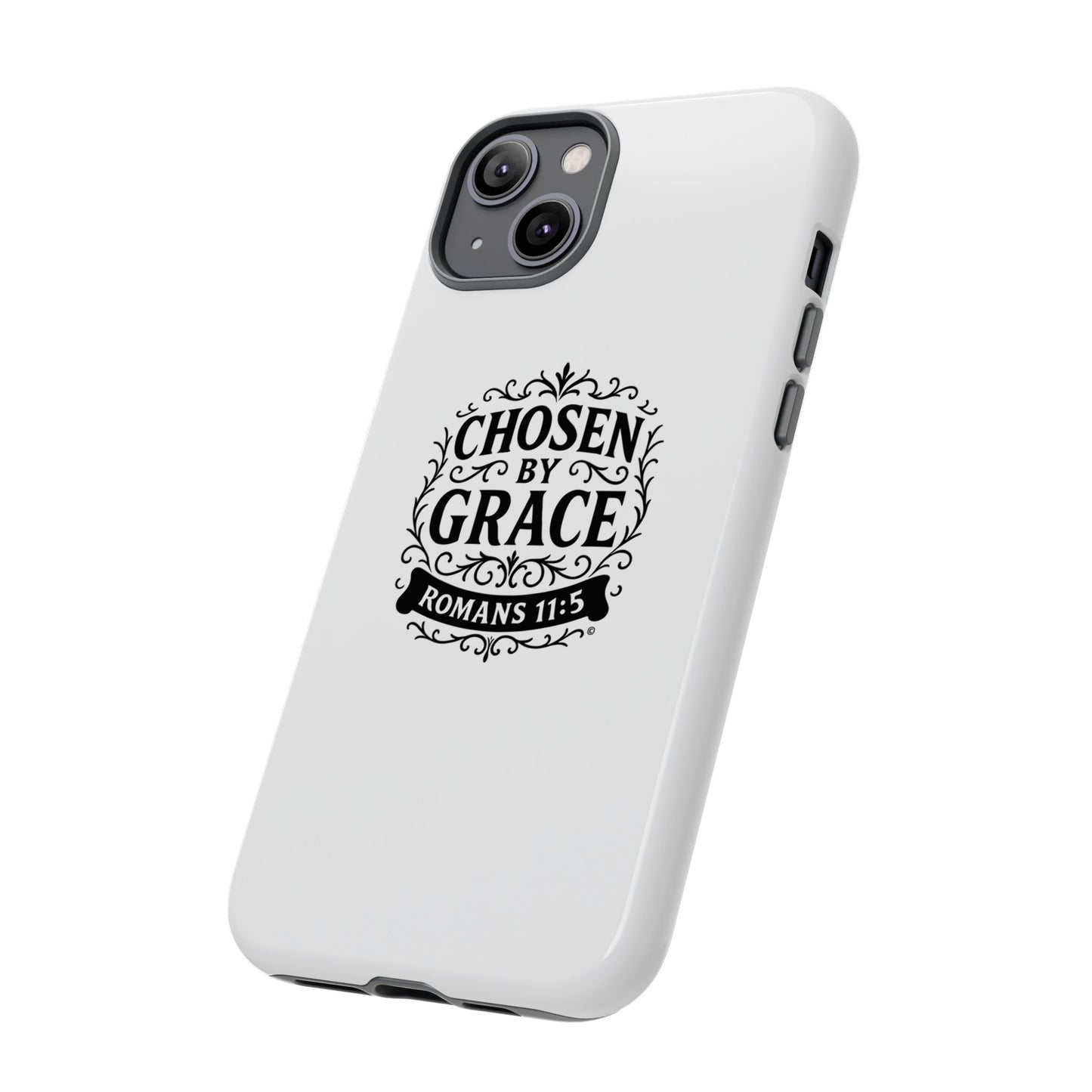 Chosen by Grace (Black Lettering), Rugged Phone Case, Inspirational Mobile Cover, Gift for Faith Lovers, Faith-Based Protector