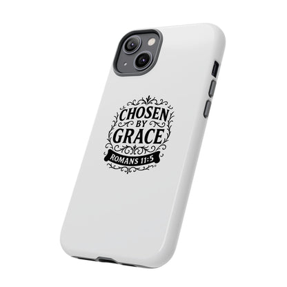 Chosen by Grace (Black Lettering), Rugged Phone Case, Inspirational Mobile Cover, Gift for Faith Lovers, Faith-Based Protector
