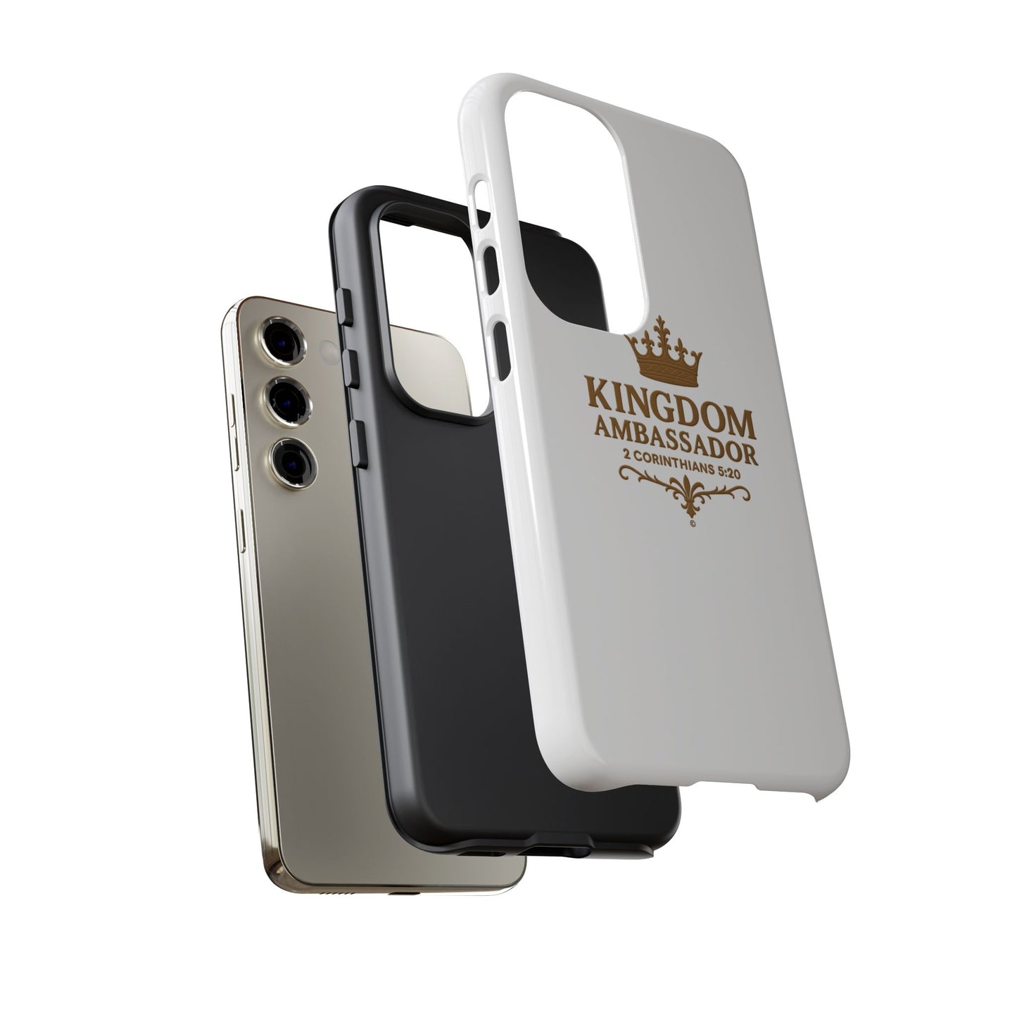 Kingdom Ambassador (Gold Lettering) Rugged Phone Case, Inspirational Mobile Cover, Gift for Faith Lovers, Faith-Based Protector