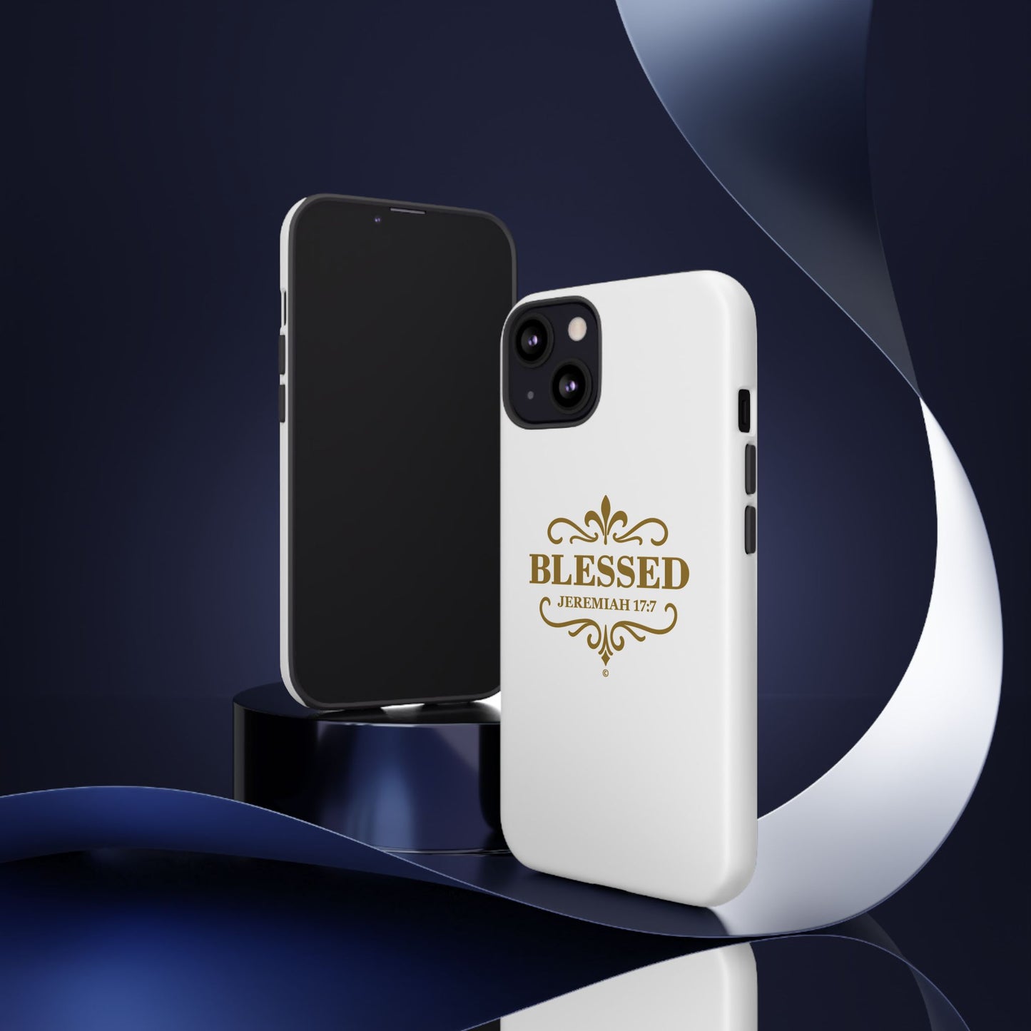 Blessed (Gold Lettering), Rugged Phone Case, Inspirational Mobile Cover, Gift for Faith Lovers, Faith-Based Protector