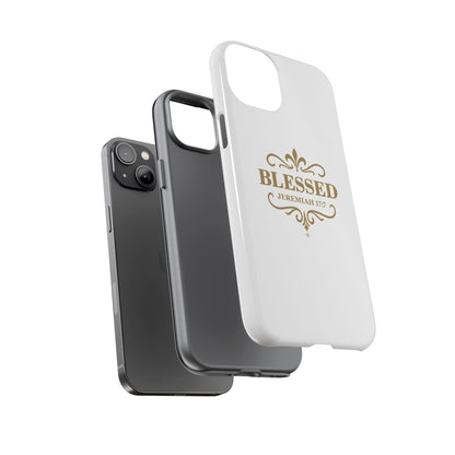 Blessed (Gold Lettering), Rugged Phone Case, Inspirational Mobile Cover, Gift for Faith Lovers, Faith-Based Protector