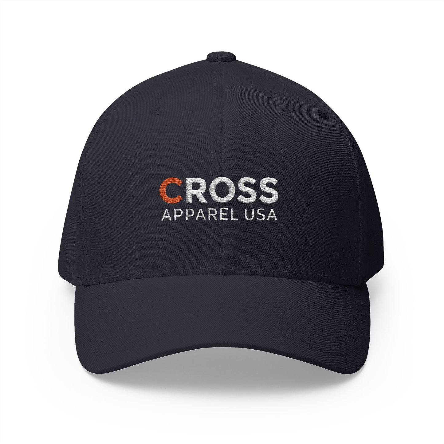 Cross Apparel USA Branded (White Lettering) Embroidered Closed-Back Flex Fit Cap