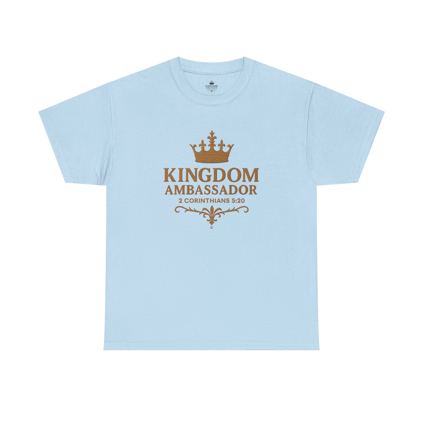 Kingdom Ambassador (Gold Lettering) Tee | Unisex Heavy Cotton Shirt, Faith-Based Apparel, Christian T-Shirt, Inspirational Gift, Scripture Tees