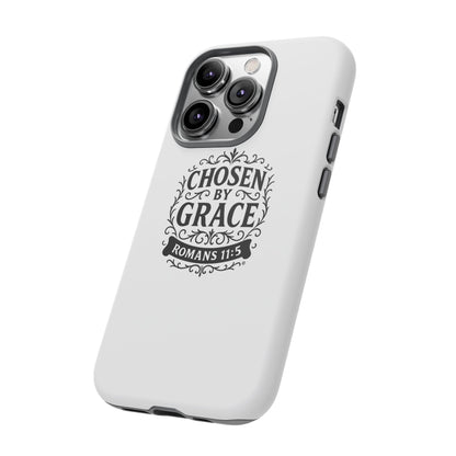 Chosen by Grace (Black Lettering), Rugged Phone Case, Inspirational Mobile Cover, Gift for Faith Lovers, Faith-Based Protector