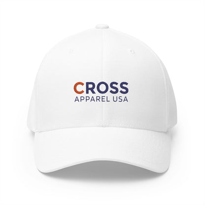 Cross Apparel USA Branded (Black Lettering) Embroidered Closed-Back Flex Fit Cap, Inspirational Streetwear, Gift for Believers, Faith-based Accessories