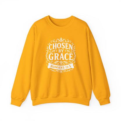 Chosen by Grace (White Lettering) Unisex Crewneck Sweatshirt - Inspirational Gift, Faith-Based Apparel, Cozy Casual Wear, Bible Verse Sweatshirt