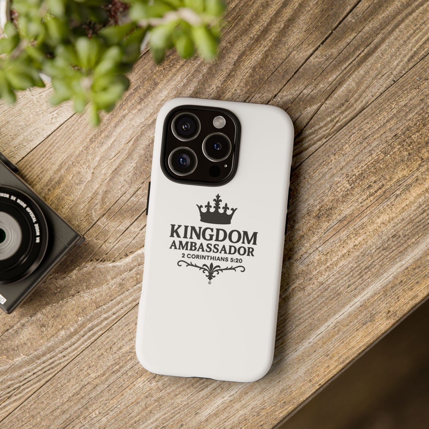 Kingdom Ambassador (Black Lettering) Rugged Phone Case, Inspirational Mobile Cover, Gift for Faith Lovers, Faith-Based Protector
