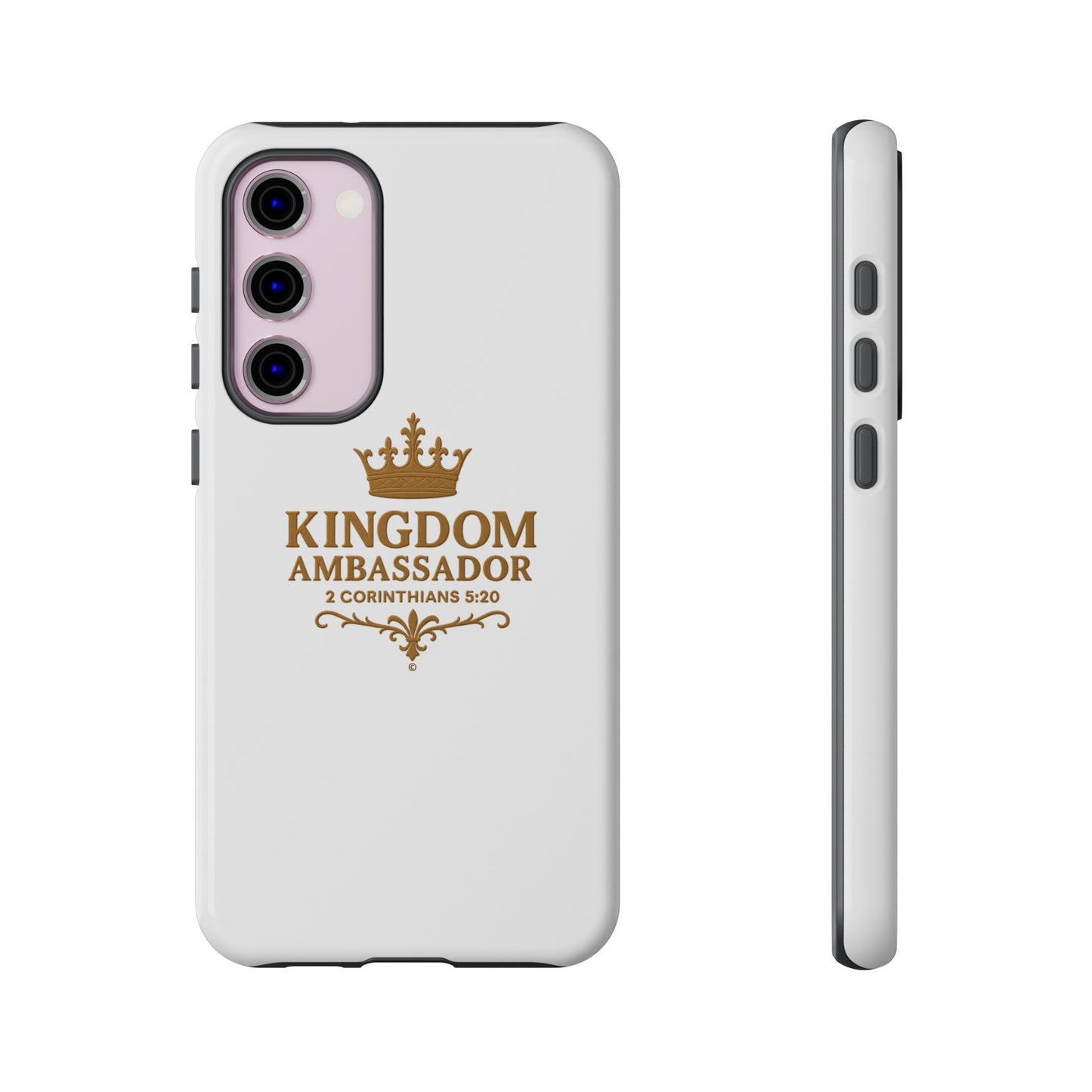 Kingdom Ambassador (Gold Lettering) Rugged Phone Case, Inspirational Mobile Cover, Gift for Faith Lovers, Faith-Based Protector
