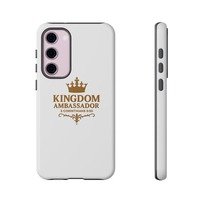 Kingdom Ambassador (Gold Lettering) Rugged Phone Case, Inspirational Mobile Cover, Gift for Faith Lovers, Faith-Based Protector