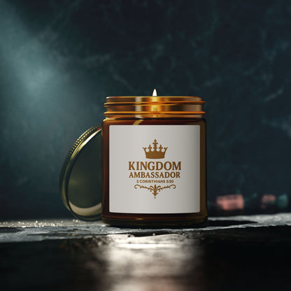 Kingdom Ambassador (Gold Lettering) Scented Candle - Coconut Apricot Wax, Inspirational Home Decor, Gifts for Believers, Relaxation