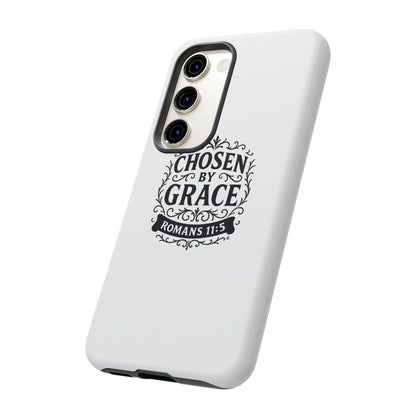 Chosen by Grace (Black Lettering), Rugged Phone Case, Inspirational Mobile Cover, Gift for Faith Lovers, Faith-Based Protector
