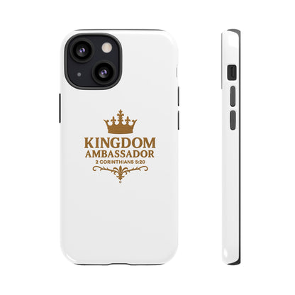 Kingdom Ambassador (Gold Lettering) Rugged Phone Case, Inspirational Mobile Cover, Gift for Faith Lovers, Faith-Based Protector