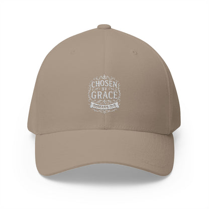 Chosen by Grace (White Lettering) Embroidered Cap - Stylish Flex Fit Closed-Back Hat, Perfect for Events, Gifts, and Celebrations