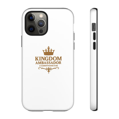 Kingdom Ambassador (Gold Lettering) Rugged Phone Case, Inspirational Mobile Cover, Gift for Faith Lovers, Faith-Based Protector