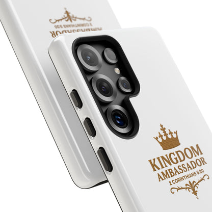 Kingdom Ambassador (Gold Lettering) Rugged Phone Case, Inspirational Mobile Cover, Gift for Faith Lovers, Faith-Based Protector