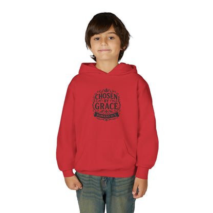 Chosen by Grace (Black Lettering) Youth Heavy Blend Hooded Sweatshirt