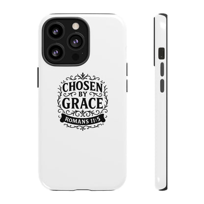 Chosen by Grace (Black Lettering), Rugged Phone Case, Inspirational Mobile Cover, Gift for Faith Lovers, Faith-Based Protector