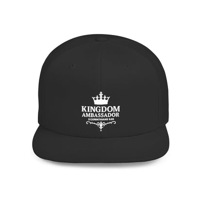 Kingdom Ambassador (White Lettering) Embroidered Flat Bill Snapback Hat, Adjustable Baseball Cap, Inspirational Streetwear, Gift for Believers, Faith-based Accessories