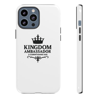 Kingdom Ambassador (Black Lettering) Rugged Phone Case, Inspirational Mobile Cover, Gift for Faith Lovers, Faith-Based Protector